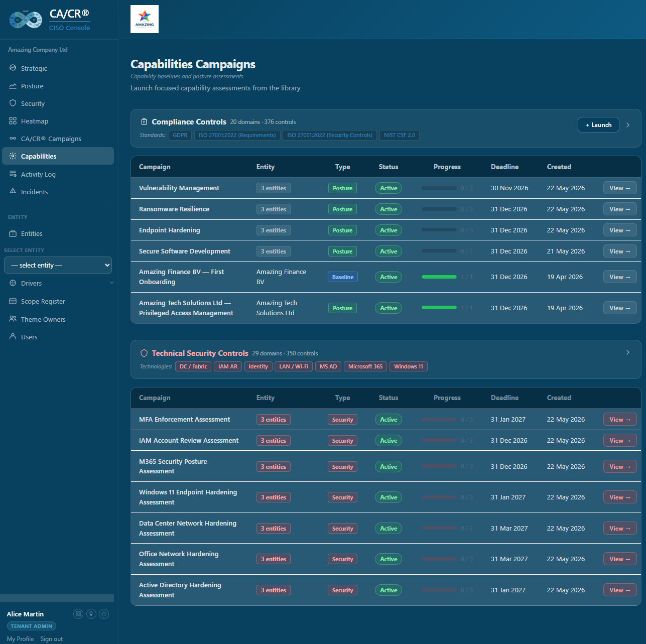 CA/CR® CISO Console - Capabilities Campaigns